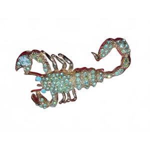 Vintage Scorpion Brooch with Blue Rhinestones